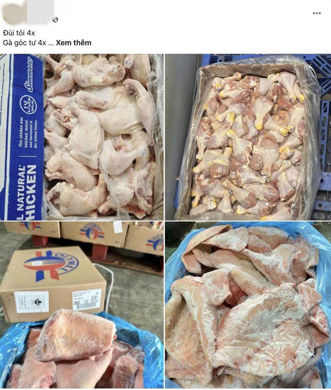 Ngày 9.9, một số hội nhóm trên mạng xã hội đăng tải bài viết chào bán thịt gà đông lạnh nhập ngoại. Ảnh chụp màn hình