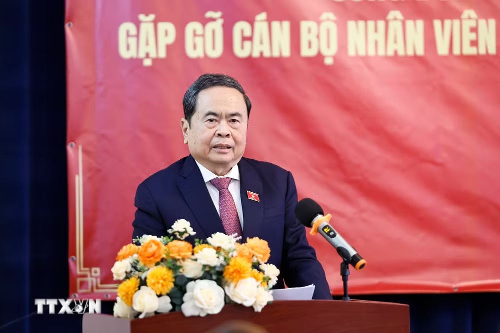 Ủy Bộ Chính trị, Chủ tịch Quốc hội Trần Thanh Mẫn phát biểu tại cuộc gặp mặt ngày 9.9.2026. Ảnh: Doãn Tấn/TTXVN