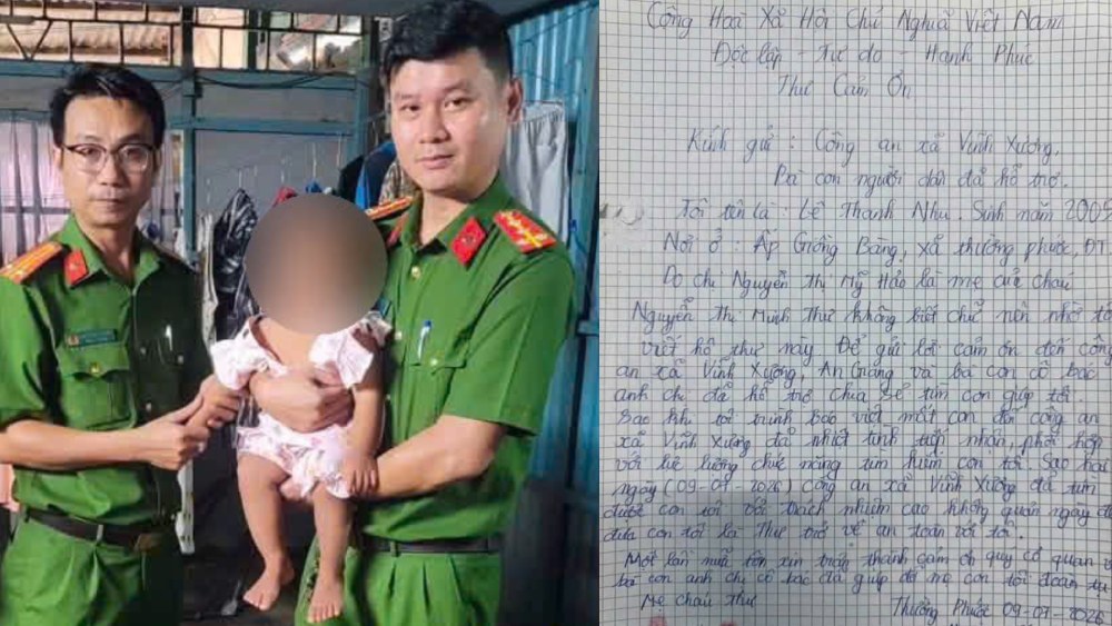 La fillette disparue a été retrouvée dans le quartier de Châu Đốc. Photo: Police fournie