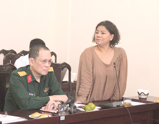 NSND Thanh Hoa phát biểu tại Hội thảo phản biện Dự thảo Nghị định thay thế Nghị định 100/2006/NĐ-CP về thu phí quyền tác giả và các quyền liên quan do Liên hiệp các Hội khoa học và kỹ thuật Việt Nam tổ chức. Ảnh: B.H