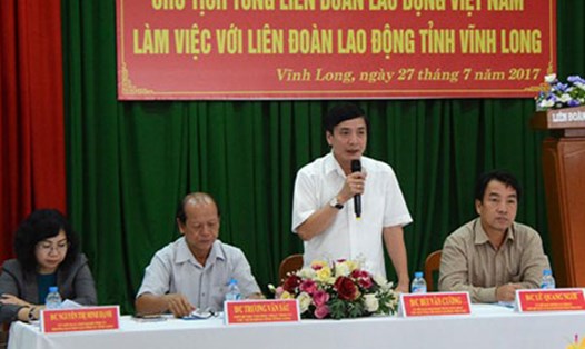 Chủ tịch Tổng LĐLĐ Việt Nam Bùi Văn Cường phát biểu tại buổi làm việc, Ảnh: Tr.L