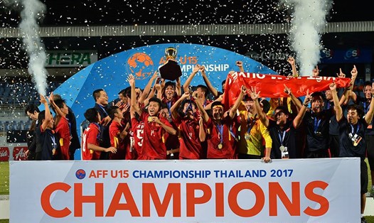 U15 Việt Nam đã lên ngôi vô địch với thành tích bất bại. Ảnh: VFF.