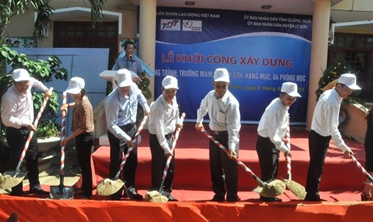 Chủ tịch Tổng LĐLĐ VN dự lễ khởi công xây dựng trường Mầm non Lý Sơn, Quảng Ngãi