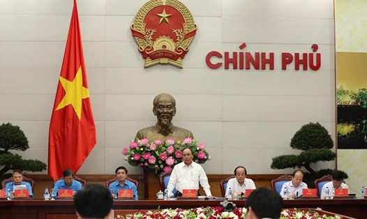 Ủy viên Bộ Chính trị, Thủ tướng Chính phủ Nguyễn Xuân Phúc phát biểu tại buổi làm việc. Ảnh: Hải Nguyễn.