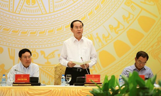 Chủ tịch Nước Trần Đại Quang trong phiên họp toàn thể lần thứ 8 của Ủy ban Quốc gia APEC 2017. Ảnh: Hồng Nguyễn