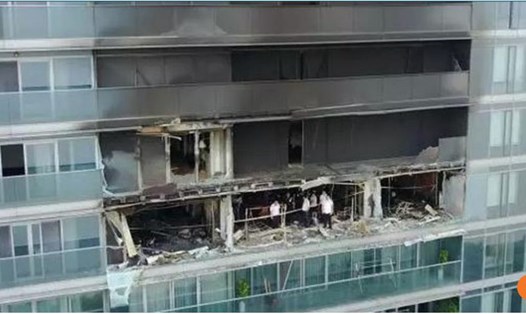 Hiện trường vụ hỏa hoạn thương tâm khiến 4 mẹ con người Trung Quốc thiệt mạng. Ảnh: SCMP