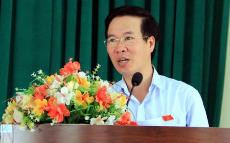 Ông Võ Văn Thưởng tại buổi tiếp xúc cử tri TP Biên Hòa ngày 25.4. Ảnh: VnE