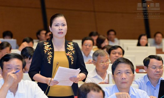 Đại biểu Bạch Thị Hương Thủy (Hòa Bình) phát biểu tại phiên họp Quốc hội. Ảnh: Q.H