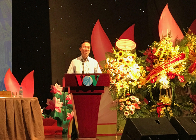 Đồng chí Võ Văn Thưởng - Ủy viên Bộ Chính trị, Trưởng Ban Tuyên giáo Trung ương phát biểu tại cuộc họp. Ảnh: PV