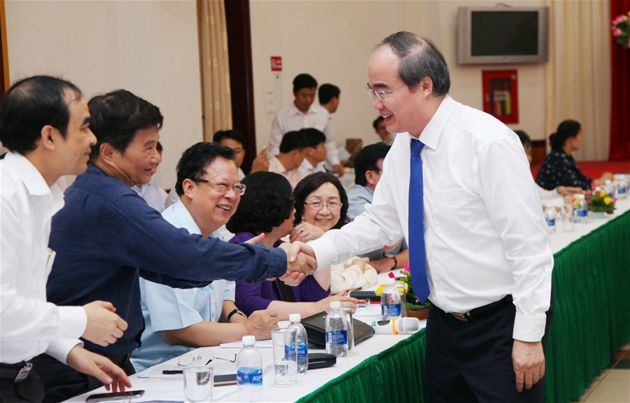 Chủ tịch UB TƯ MTTQVN Nguyễn Thiện Nhân và các đại biểu tại Hội nghị. Ảnh ĐĐK Online