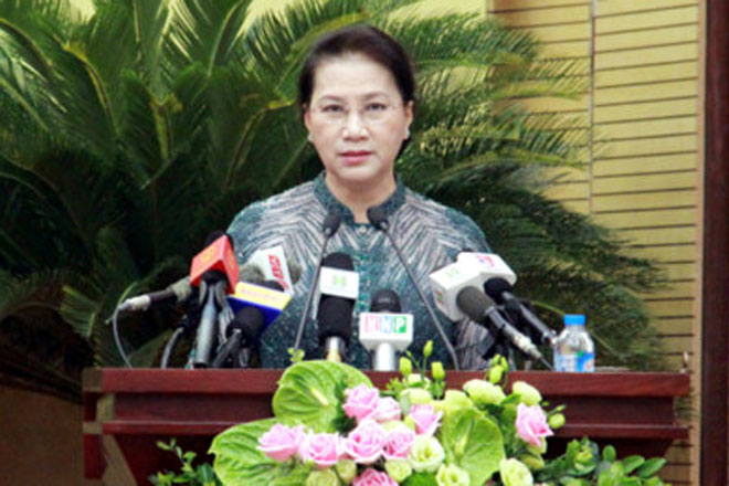 Chủ tịch Quốc hội Nguyễn Thị Kim Ngân phát biểu tại lễ khai mạc. Ảnh: P.V