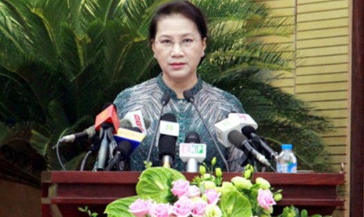 Chủ tịch Quốc hội Nguyễn Thị Kim Ngân phát biểu tại lễ khai mạc. Ảnh: P.V