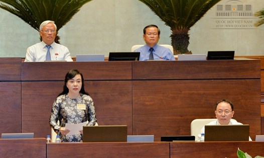Bộ trưởng Nguyễn Thị Kim Tiến trả lời chất vấn sáng 14.6. ảNh: QH