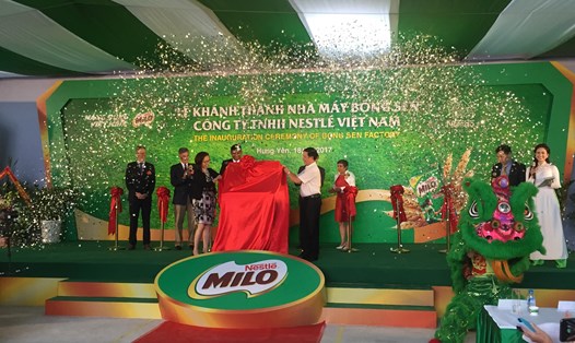 Lễ khánh thành nhà máy Bông Sen của Công ty TNHH Nestlé Việt Nam tại tỉnh Hưng Yên. Ảnh: Thu Trang