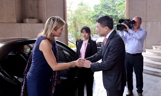 Thống đốc NHNN Lê Minh Hưng vừa có buổi làm việc với Hoàng hậu Hà Lan Máxima. Ảnh SBV