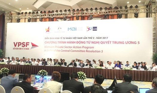 Diễn đàn Kinh tế tư nhân Việt Nam (VPSF) lần thứ 2 với chủ đề “Chương trình hành động từ Nghị quyết Trung ương 5”. Ảnh LH