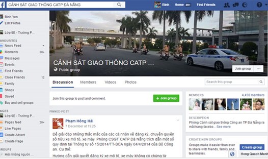 Trang facebook của Cảnh sát giao thông Đà Nẵng.