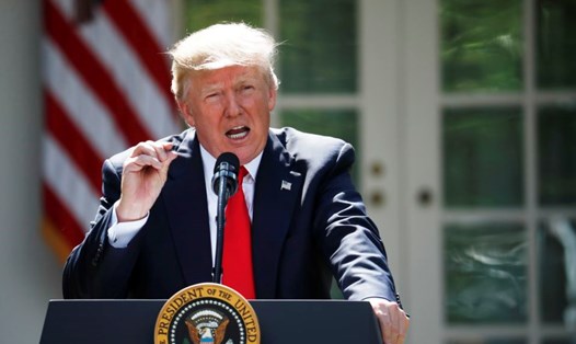 Tổng thống Donald Trump tuyên bố tại Vườn Hồng ngày 1.6. (Ảnh: AP)
