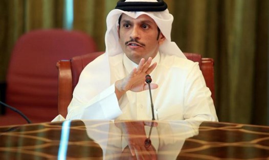 Ngoại trưởng Qatar Sheikh Mohammed bin Abdulrahman al-Thani gestures. Ảnh: Reuters