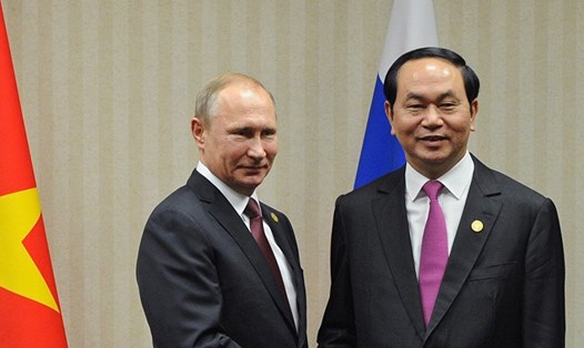 Chủ tịch Nước Trần Đại Quang và Tổng thống Nga Vladimir Putin. Ảnh: Sputnik