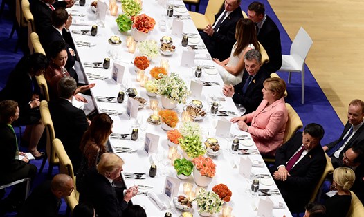 Bữa ăn tối tại hội nghị thượng đỉnh G20. Ảnh: AFP