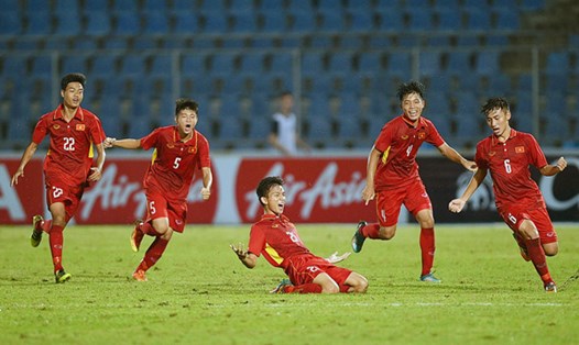 U15 Việt Nam giành vé vào chung kết. Ảnh: VFF