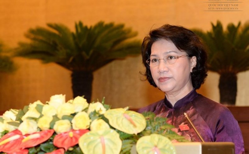 Chủ tịch Quốc hội Nguyễn Thị Kim Ngân phát biểu tại kỳ họp thứ 1 Quốc hội khóa XIV (Ảnh: Q.H)