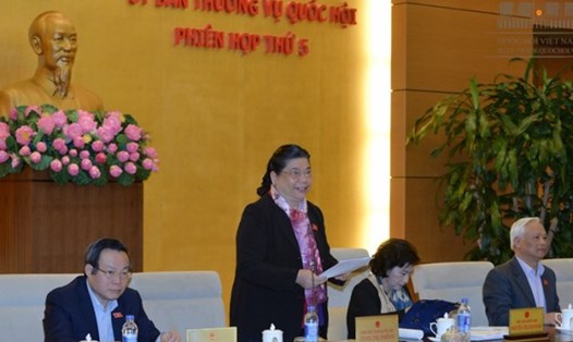 Phó Chủ tịch Quốc hội Tòng Thị Phóng phát biểu tại phiên họp (Ảnh: Q.H)