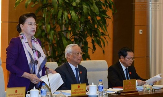 Chủ tịch Quốc hội Nguyễn Thị Kim Ngân phát biểu tại phiên họp thứ 8 (Ảnh: Q.H)