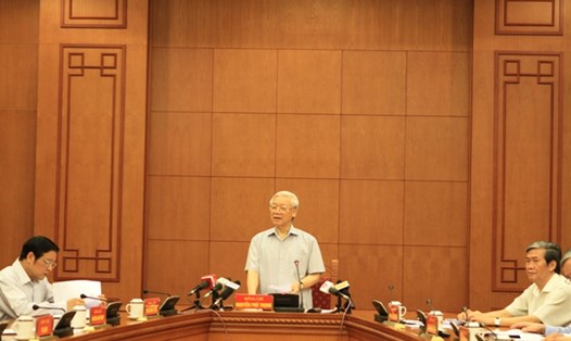 Tổng Bí thư Nguyễn Phú Trọng, Trưởng Ban Chỉ đạo Trung ương về phòng, chống tham nhũng phát biểu chỉ đạo tại cuộc họp (Ảnh: BNCTW)