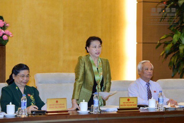 Chủ tịch Quốc hội Nguyễn Thị Kim Ngân phát biểu khai mạc phiên họp thứ 11 của Ủy ban TVQH. Ảnh: QH