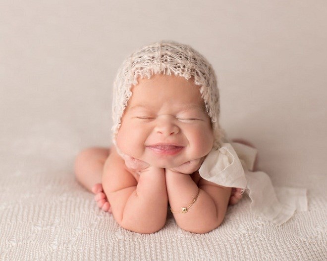 Impressive set of photos of beautiful, angelic smiles of newborn babies