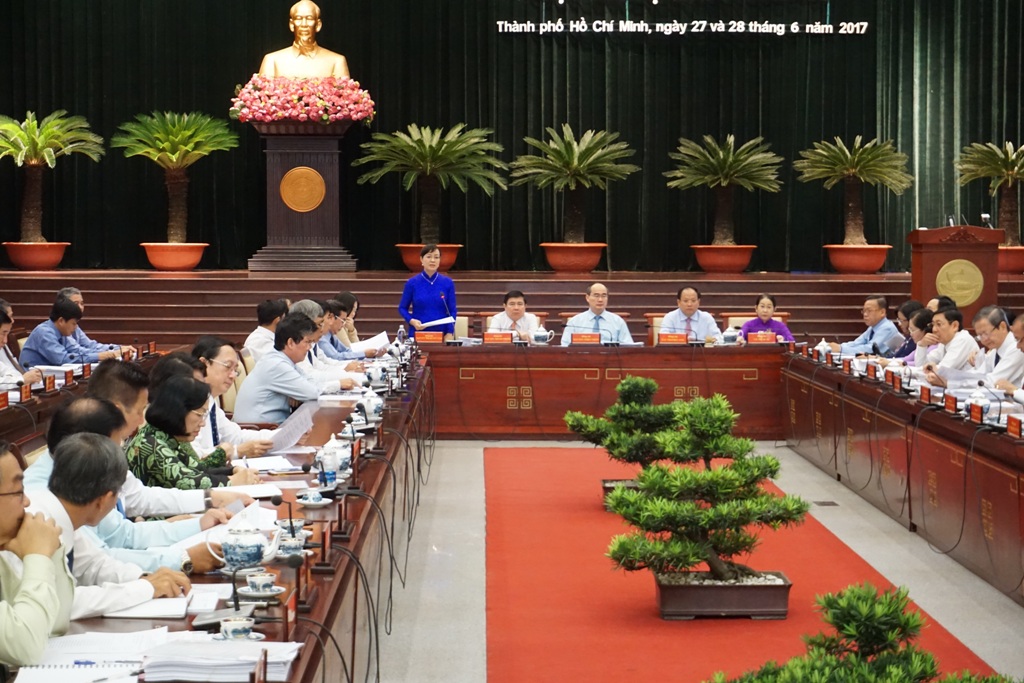 Toàn cảnh phiên khai mạc Hội nghị lần thứ 10 Ban Chấp hành Đảng bộ TP HCM khóa X .  Ảnh: M.Q