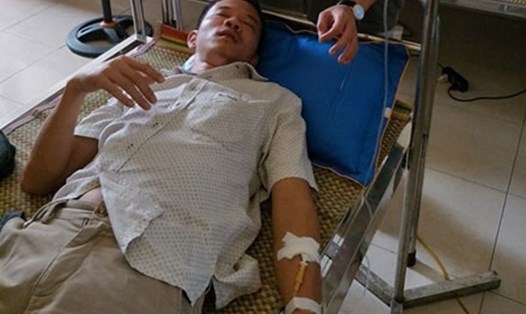 Phóng viên Nguyễn Quốc Việt bị hành hung tại Vĩnh Phúc ngày 7.6.2017 Ảnh: PV