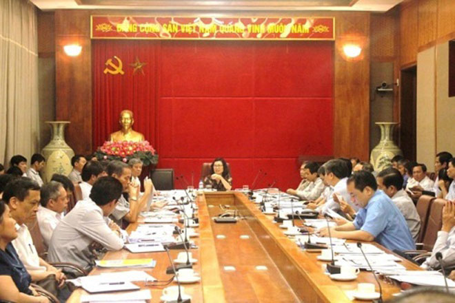 Tổng Giám đốc BHXH Việt Nam Nguyễn Thị Minh tại Hội nghị quán triệt tình hình thực hiện chính sách BHYT năm 2017. Ảnh: BHXH