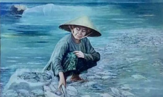 Bức tranh “Biển chết” của họa sĩ Nguyễn Nhân.