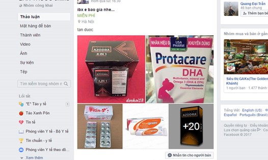 Hình ảnh rao bán thuốc qua facebook (Ảnh chụp màn hình).
