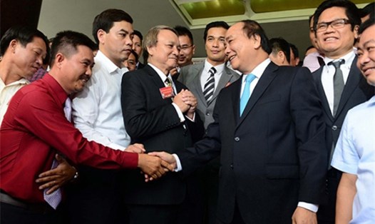   Thủ tướng Chính phủ Nguyễn Xuân Phúc gặp gỡ các doanh nghiệp năm 2016. Ảnh: A.C