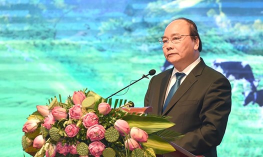 Thủ tướng Nguyễn Xuân Phúc phát biểu tại Hội nghị xúc tiến đầu tư tỉnh Sơn La (ảnh Q.H)